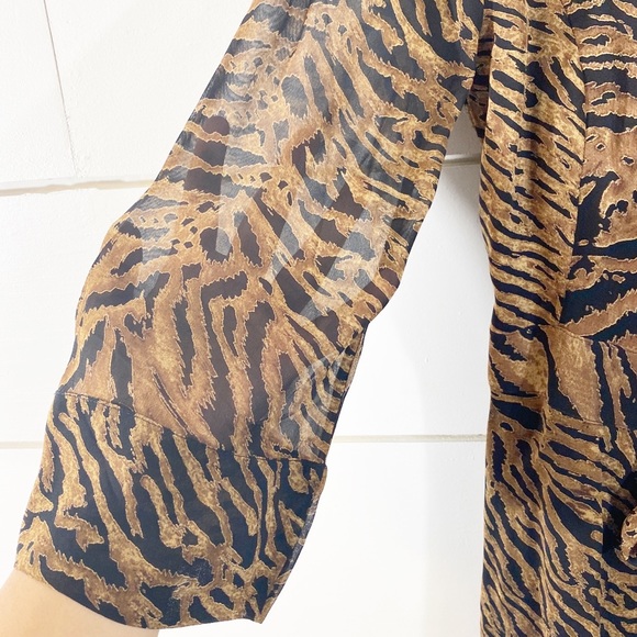 NWT Ganni Tiger Print Brown Wrap Mini Dress - Picture 6 of 8